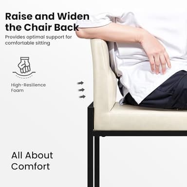 PHI VILLA Leather Bar Stools Set of 3, Modern Counter Height Bar Stool Kitchen Counter Chairs, 24 Inch Barstools with Back - Image 5