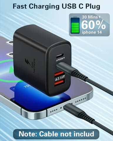 3-Pack USB C Charger Block, 40W 4-Port Type C Fast Charging Block Dual USBC Power Adapter Multiport Wall Plug Multiple USB Charger Block Cube for iPhone 16 15 14 13 12 11 Pro Max Plus XS XR,Samsung - Image 2