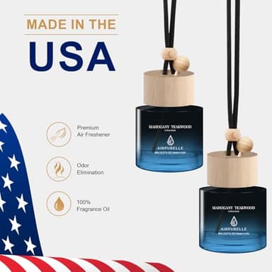 Car Air Freshener Hanging 2 Pack Car Air Fresheners Diffuser - Mahogany Teakwood Fragrance Oil Air Diffuser for Car, 45+ days Long Lasting Fragrance, Two 0.27 FL OZ/8ML Made in USA Car Air Fresheners - Image 5