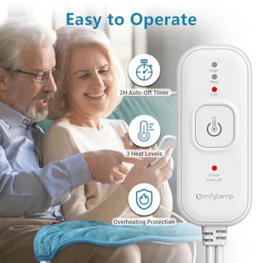 Comfytemp Weighted Heating Pad for Back & Period Cramps, FSA Eligible, Birthday Gifts for Mom Dad Women Men, 2.2lb HSA Electric Heat Pad for Neck Shoulder Pain Relief, 2H Auto-Off Heated Pad, 12x24 - Image 5