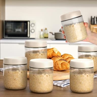 EONJOE 6-Pack 16oz Glass Jars with Lids for Food Storage Meal Prep Airtight - Image 2