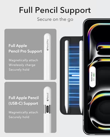 ESR for iPad Pro 11 Inch Case (M5/M4) 2025/2024, Strong Magnetic Attachment, Slim Trifold Stand Case, Supports Pencil Pro and Pencil(USB-C), Tough Protection, Auto Sleep/Wake, Rebound Series, Black - Image 6