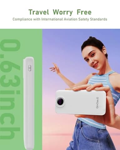 GrnOas.E Portable Charger,10000 mAh Power Bank Travel Charger with USB-C (Output & Input),LED Display Travel Essentials Backup Battery Pack Compatible with iPhone,Android,Heating Vests etc,Ivory White - Image 6