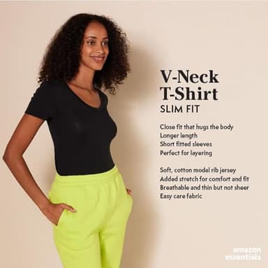 Amazon Essentials Women's Slim-Fit Short-Sleeve V-Neck T-Shirt, Pack of 2, Black/Lavender, XX-Large - Image 2