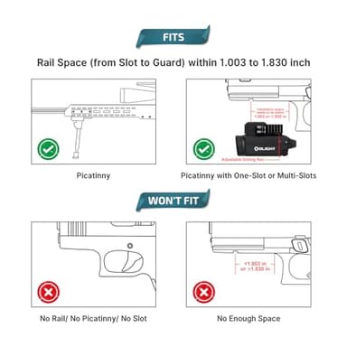OLIGHT Baldr S 800 Lumens Compact Rail Mount Weaponlight with Green Beam and White LED Combo, Magnetic USB Rechargeable Tactical Flashlight with 1913 or GL Rail, Battery Included (Black) - Image 4