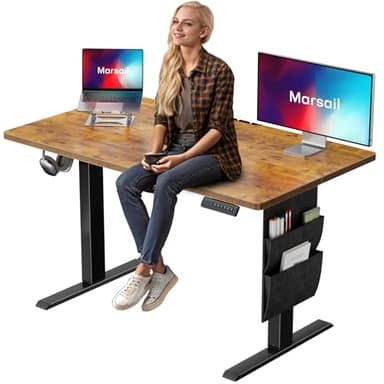 Marsail Standing Desk Adjustable Height Home Office Desk,‎48x24 Inch Electric Standing Desk, Stand up Desk with Storage Bag,Headphone Hook for Computer Workstations Desk 4 Memory Preset - Image 1