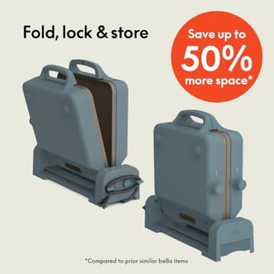 bella 10"x 20" Ceramic Fold-n-Store Dual Temp Griddle, Fits-anywhere Kitchenware, EverGood Ceramic Nonstick Coating, 2 Temperature Zones up to 400°F​, Dishwasher Safe Drip Tray, 1500 Watt, Surf - Image 2