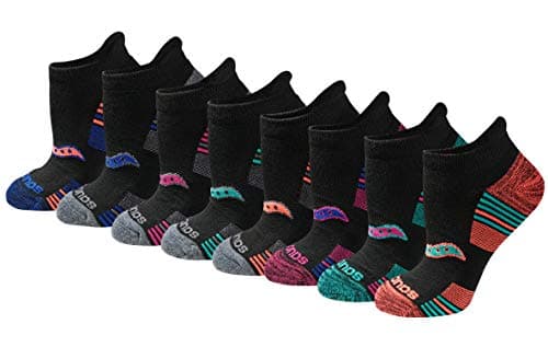 Saucony Women's RunDry Performance Heel Tab Athletic Socks, Available in S-L (8, 16, 24, Assorted Darks (8 Pairs), Large - Image 1