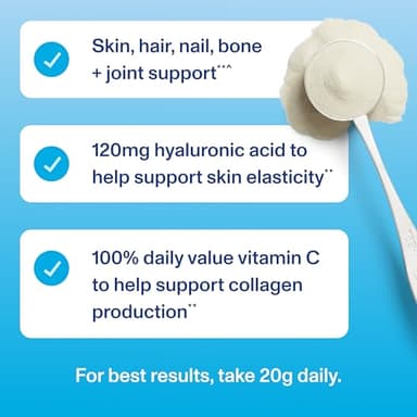 Vital Proteins Collagen Peptides Powder Advanced with Hyaluronic Acid & Vitamin C - 20oz Collagen Protein, Unflavored, 27 Servings - Image 7
