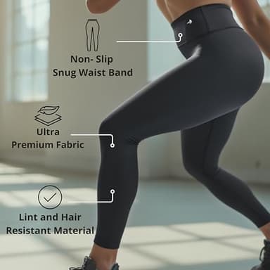 CompressionZ Compression Leggings for Women High Waisted Performance Tummy Control Gym, Pilates, Travel, Yoga, Workout Pants - Image 3