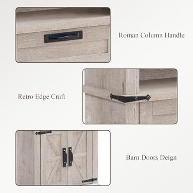 RedLemon Bookshelf with Storage Cabinet, 72" Tall Farmhouse Bookcase with Adjustable Shelves and Barn Door, 4 Tier Office Wood Bookshelf with Drawer for Office Library Living Room (Light Rustic Oak) - Image 6