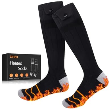 ZUOYI Heated Socks, Heated Socks for Men Women Rechargeable Washable, 5000mAh Battery with 4 Heating Levels for Hunting, Camping, Walking, Fishing (Black & Gray, Unisex-Adult) - Image 1