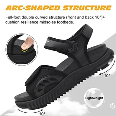 ONCAI Walking Sandals Women,Arch Support Hiking Sandals for Women 2025 with Orthotic Outdoor Plantar Fasciitis,Water Athletic Platform Sandalias Mujer with Adjustable Straps Black Size 9 - Image 4