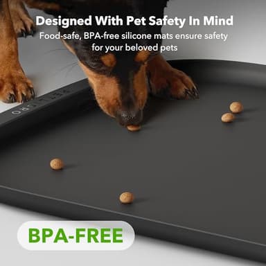 PETLIBRO Dog Food Mat, Silicone Non-Slip Waterproof Cat Food Mat for Feeder & Fountain & Bowl, Dog Bowl Mats with Raised Edge Spill Protection Floor, Extra Large Cove Feeding Mat for Pet 22''x16.5'' - Image 2