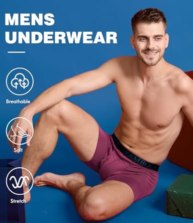 BAMBOO COOL Men's Ultra ComfortSoft Underwear, Moisture Wicking & Breathable No Ride Up Boxer Briefs with Fly, Multipack - Image 2