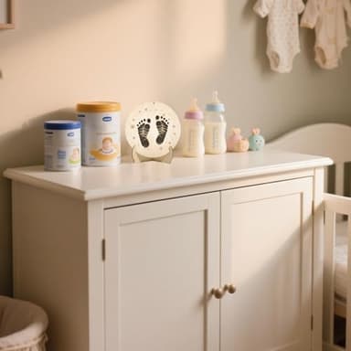 XCMVCN Baby Announcement Sign, 5.9 Inch Round Wooden Hello World Newborn Signs, Birth Announcement Sign: Equipped with Ink Pad Can Baby Handprints and Footprints for Photo Prop Hospital Nursery Gift - Image 7