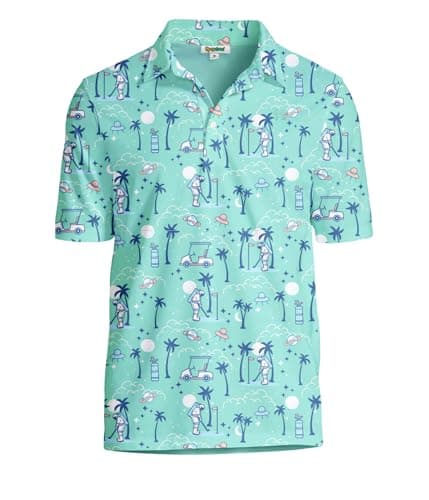 Tipsy Elves Golf Shirts for Men - Performance Athletic Fit Men's Golf Polo Shirts for Men w/Moisture Wicking Stretch Fabric - Men's Green Zero Gravity Golf Polo Size XX-Large - Image 1