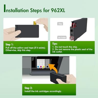 Toner Bank 962XL Ink Cartridges Combo Pack: Replacement for HP Ink 962XL Black and 962 Color HP962 HP962XL/962 XL OfficeJet Pro 9010 Series 9020 9015 9018 9025 9012 9014 9016 9019 9022 Printer 4 Pack - Image 4