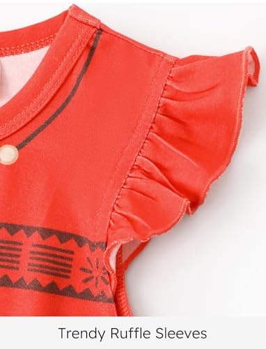 Disney Princess Moana outfits for Toddler girls:Ruffle Sleeve Top & Shorts 2 Piece Set Costume Hawaiian Birthday Toddler Clothes Summer Dress up-Moana 3-4T - Image 3