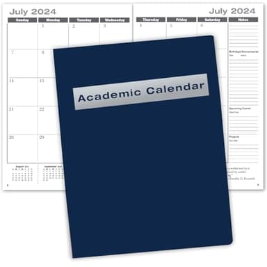 Elan Publishing Company Academic Calendar - 13 Months (July 2024 - July 2025) 7" X 10" Saddle-Stitched Dated for 2024-2025 Academic Year (Blue) - Image 1