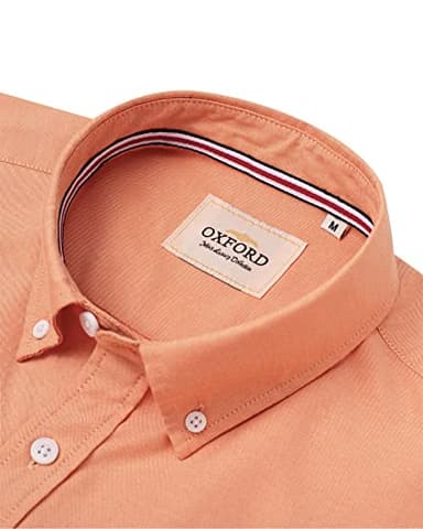 Alimens & Gentle Mens Solid Oxford Shirt Long Sleeve Dress Shirt Work Casual Button Down Shirts with Pocket Orange Yellow - Image 2
