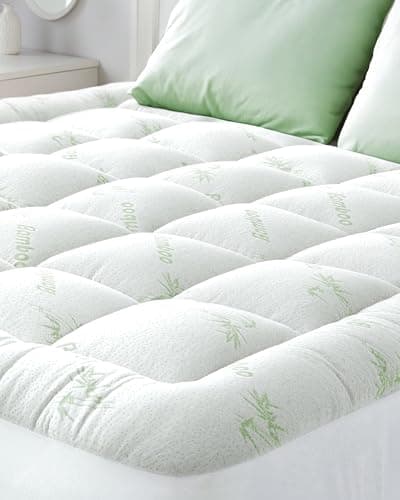 Ultra Soft Queen Size Mattress Topper - Viscose Made from Bamboo Pillow Top Mattress Pad for Back Pain Relief - Naturally Cooling for Hot Sleepers, Green - Image 1