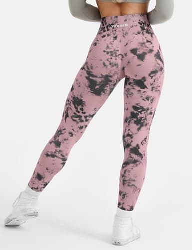 YEOREO Workout Leggings for Women Dazzle Scrunch Butt Lifting Leggings Seamless Screen Print Gym Yoga Pants Pink S - Image 5