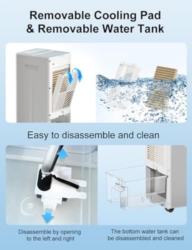 AIRTHRYL Smart Portable Air Conditioners, 3-IN-1 Evaporative Air Cooler, Quiet Operation, 1-12H Timer for Auto Shut-off, 5 Modes & 3 Fan Speeds, Removable Water Tank - Image 9