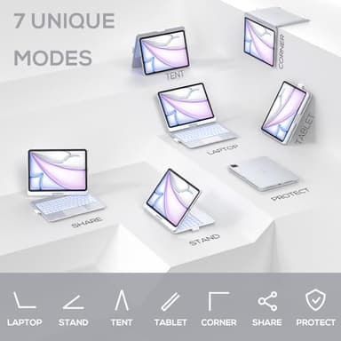 typecase Touch Keyboard Case for iPad Air 11-inch (M3 2025 / M2 2024) & iPad Pro 11(4th/3rd/2nd/1st Gen):Multi-Touch Trackpad,11 Colors Backlight,360°Rotatable,Thin for iPad Air 5th & 4th Gen,Silver - Image 6