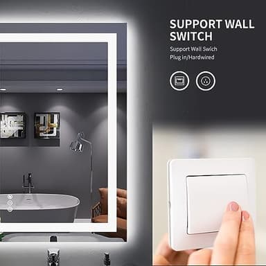 LOAAO 32"X36" LED Bathroom Mirror with Lights, Anti-Fog, Dimmable, Backlit + Front Lit, Lighted Bathroom Vanity Mirror for Wall, Memory Function, Tempered Glass, ETL Listed - Image 6