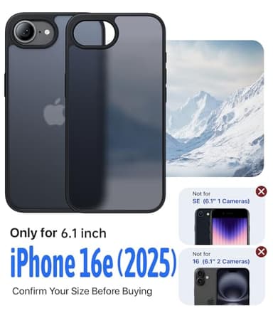 Eastinbox iPhone 16e Case [16FT Military Grade Drop Protection] Anti-Slip, Anti-Scratch, Slim Frosted Matte Translucent Cover 16e Phone Case for iPhone 16 e case 6.1", Frosted Black - Image 7