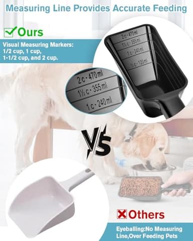 2 Cup Dog Food Scoop(2 Pack), Plastic Pet Food Scoop with Measuring Lines for Accurate Pet Food Portions,Dishwasher Safe (Black and Red) - Image 3