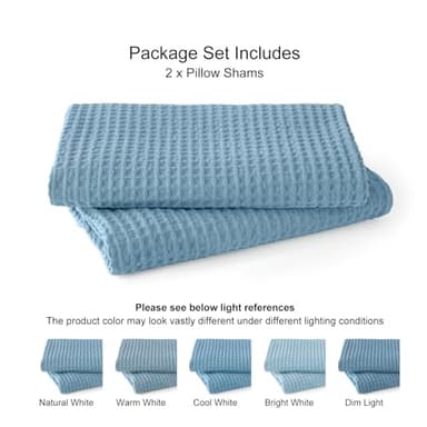 PHF 100% Cotton Waffle Weave Euro Shams 26" x 26", No Filling, 2 Pack Elegant Home Decorative Euro Throw Pillow Covers for Bed Couch Sofa, Dusty Blue - Image 6