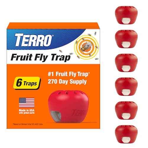 Terro Fruit Fly Traps for Indoors (6 Pack) + 270 Days of Lure Supply - Image 1