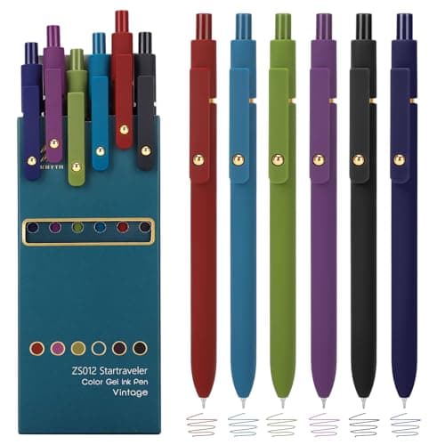 Ddaowanx Colorful Gel Pens, 0.5mm Fine Point Retractable,Multi Colored Pens for Journaling and Sketching,School Supplies,Stuffers for Teens, Gifts for Women (6Pcs-Vintage Colors) - Image 1
