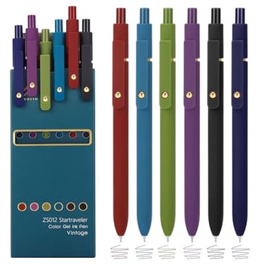 Ddaowanx Colorful Gel Pens, 0.5mm Fine Point Retractable,Multi Colored Pens for Journaling and Sketching,School Supplies,Stuffers for Teens, Gifts for Women (6Pcs-Vintage Colors) - Image 1