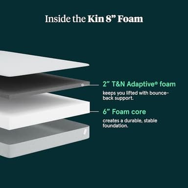 Kin By Tuft & Needle Firm 8" King Adaptive Foam Mattress in a Box, Cooling Pressure Relief, Balanced Support, 100 Night Trial, Fiberglass-Free, CertiPUR-US, 10-Year Limited Warranty - Image 3