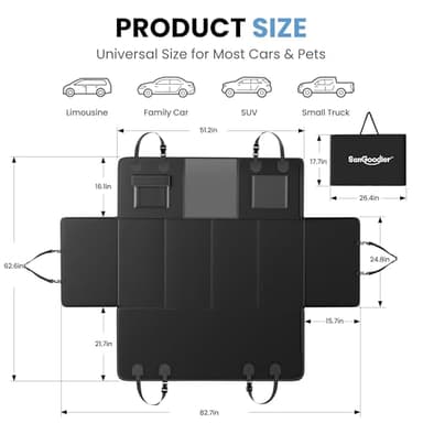 Dog Car Seat Cover for Back Seat, 7-Layers PU Leather Anti Scratch, 100% Waterproof Back Seat Extender for Dogs with Hard Bottom, Holds 450lbs，Non-Slip Dog Hammock for Cars Trucks and SUVs, Black - Image 7