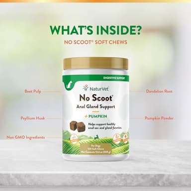 NaturVet - No Scoot for Dogs - 120 Soft Chews - Plus Pumpkin - Supports Healthy Anal Gland & Bowel Function - Enhanced with Beet Pulp & Psyllium Husk - Image 5