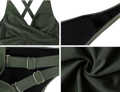 Hilor Retro Swimsuit Top for Women Sexy Cross Back Swimwear Supportive Bathing Suit Top with Underwire Dark Army Green 14 - Image 7