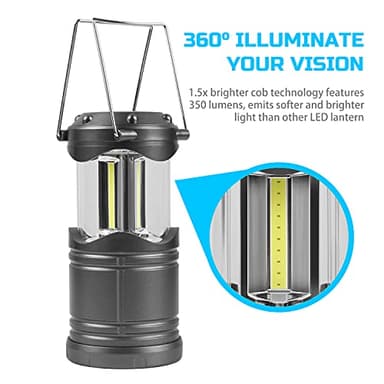 Lichamp LED Camping Lantern, 4 Pack Battery Powered Flashlight for Power Outages, Portable Collapsible Hanging Light Essential for Home, Outdoor, Emergency Lamp Survival Kit Gear for Hurricane, Gray - Image 5