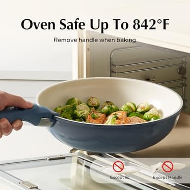 Redchef Ceramic Cookware Set, Removable Handle Pots and Pans Non-Stick, Rv Cookware Set, Non-Toxic Pots and Pans Set No PFAS, PTFE, PFOA, Detachable Pots and Pans, Dishwasher & Oven Safe(Blue) - Image 5