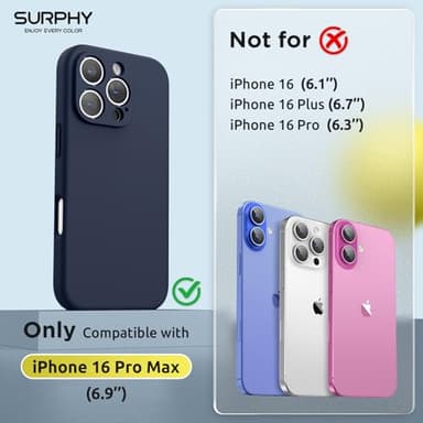SURPHY Designed for iPhone 16 Pro Max Case Compatible with MagSafe (6.9 inch 2024), Liquid Silicone Phone Case (Camera Protective, Soft Microfiber Lining), Black - Image 2