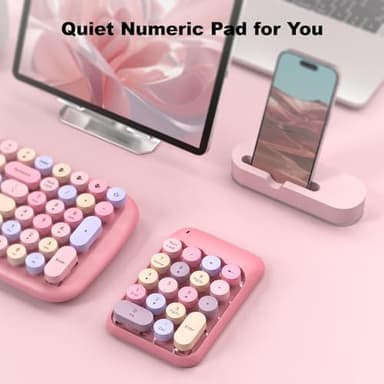 MOFII Wireless Number Pads - Pink Numeric Keypad 18 Keys USB 2.4G Round Keycap Colorful Extensions Keypads, Financial Accounting Portable Numpad 10 Key for Laptop/PC/Notebook/Surface Pro - Image 4