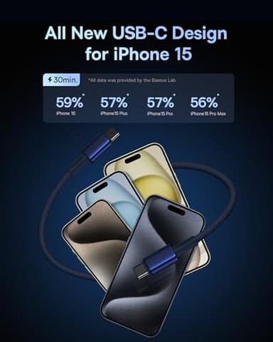 Baseus USB C Cable, 100W PD 5A QC 4.0 Fast Charging USB C to C Cable, Zinc Alloy Nylon Braided USB Type C Charger Cord for iPhone 16 15 Pro/Plus/Pro Max, MacBook, iPad Pro, Galaxy S24 S23+ (6.6ft) - Image 4