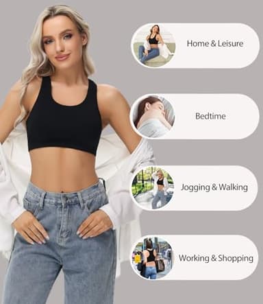 wirarpa Women's Bralette Cotton Racerback T-Back Bralettes Crop Top 3 Pack, Black, X-Large - Image 4