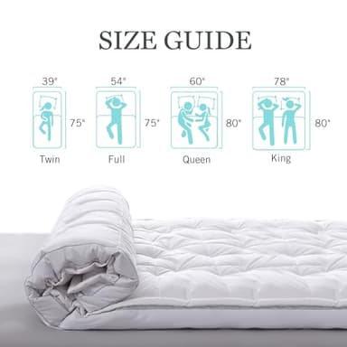 Martha Stewart 3 Inch White Down Feather Mattress Topper - King Size Fluffy White Feather Bed Topper 100% Cotton Cover Fabric Ultra Soft Pillow Top Featherbed for Bedroom（78" x 80"） - Image 3