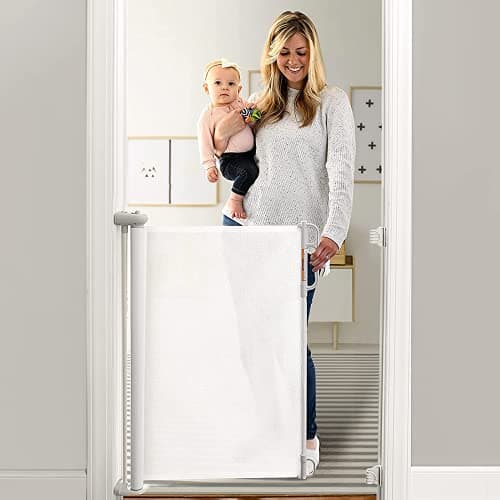 Momcozy Retractable Baby Gate, 33" Tall, Extends up to 55" Wide, Child Safety Baby Gates for Stairs, Doorways, Hallways, Indoor, Outdoor - Image 1