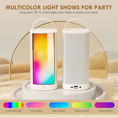 HWWR Mini Karaoke Machine for Kids and Adults, Portable Bluetooth 5.3 Karaoke Speaker with 2 Wireless Microphones, Popular Birthday Gifts for Girls Boys Age 3-12+, Singing Machine with Party Lights - Image 3