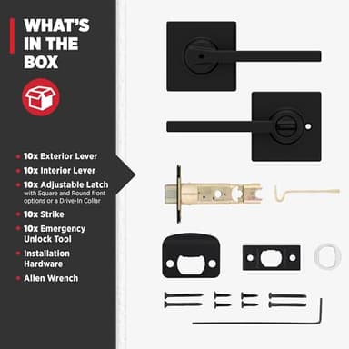 Kwikset Casey Interior Privacy Door Handle with Lock 10 Pack, Door Lever for Bathroom and Bedroom, Matte Black Reversible Keyless Turn Lock, with Microban Protection - Image 7